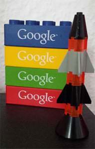 Rakete und Google-Bausteine für SEO